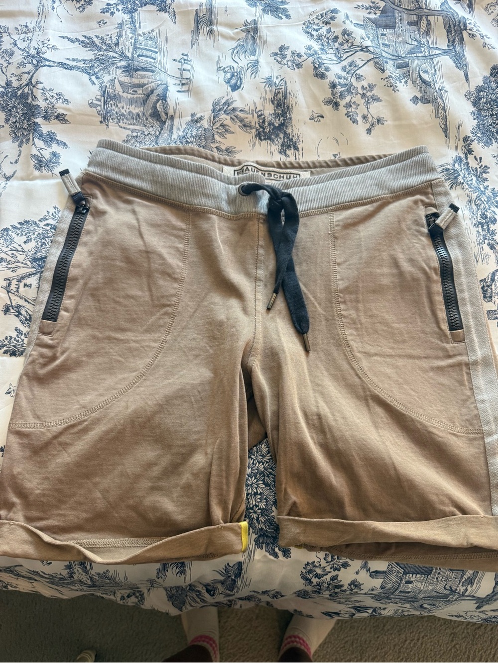 Women’s Athletic Drawstring Shorts in Tan by